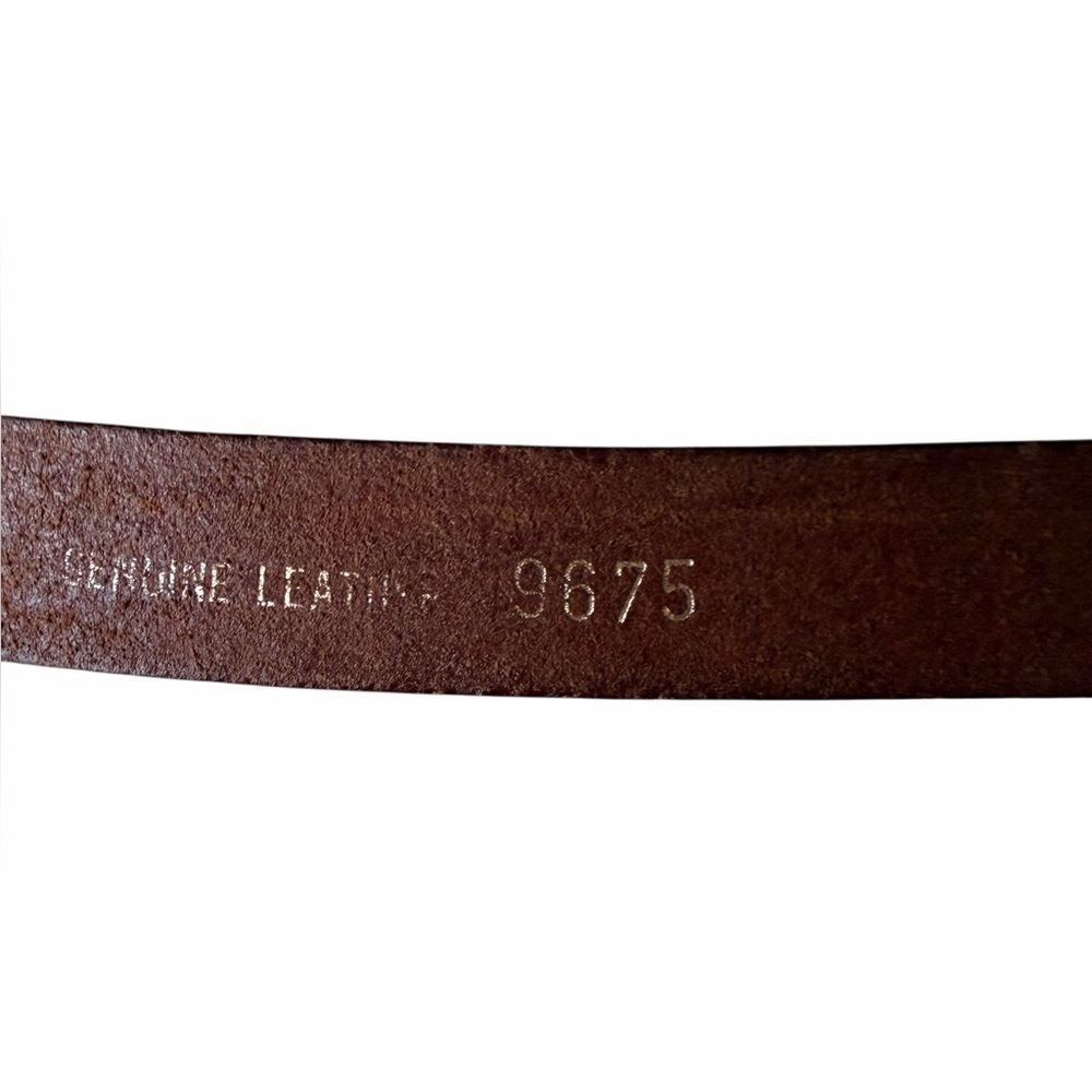 Narrow Brown Leather A. Brod Belt with Silvertone Buckle, Vintage, 33”/35” - Picture 4 of 14